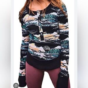 FP Movement by Free People Black and Green Long Sleeve Top